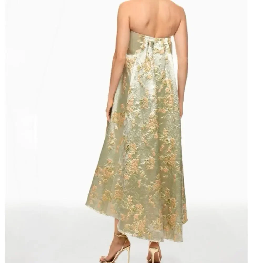 Staud Kennedy jacquard metalic floral midi dress Size 0 - Picture 3 of 12